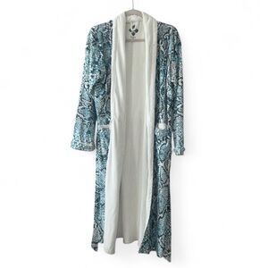 Wrap Up by VP‎ Savannah Luxury Microfiber Blue Reptile Snake Print Robe S/M